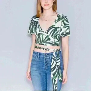 NWT SHOW ME YOUR MUMU Wilson Tie Crop Top in Palm Print Size X-Small